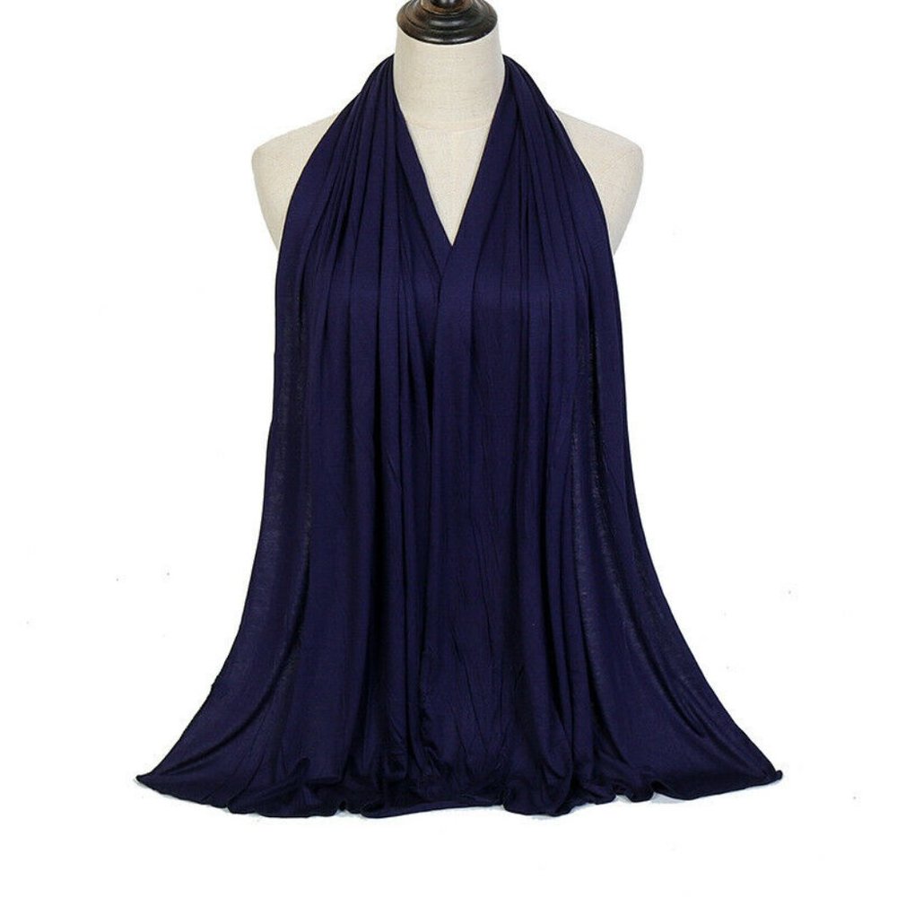 Jersey Cotton Solid Hijab Scarf Long Muslim Shawl Stretchy Soft Turban Wrap - Picture 8 of 11